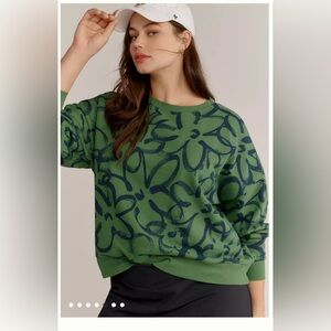 Maeve Green Sweatshirt with Graphic, 100% Cotton